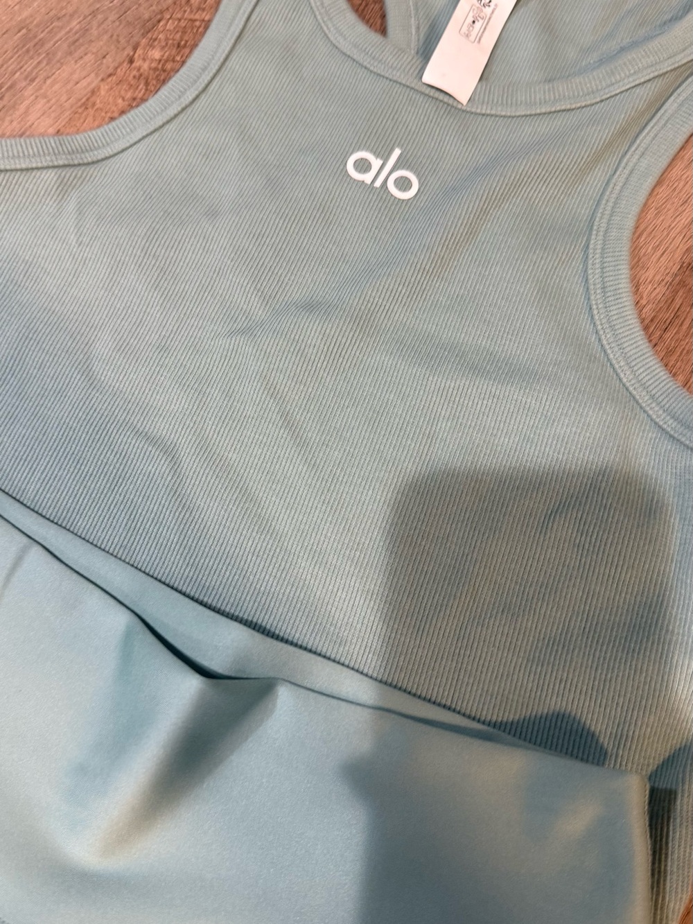 ALO Yoga Sage Green Racerback Tank and Pleated Skirt Set - Picture 3 of 5